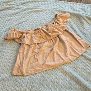 *Last Chance* Pink-Beige Off-the-Shoulder Crop Top